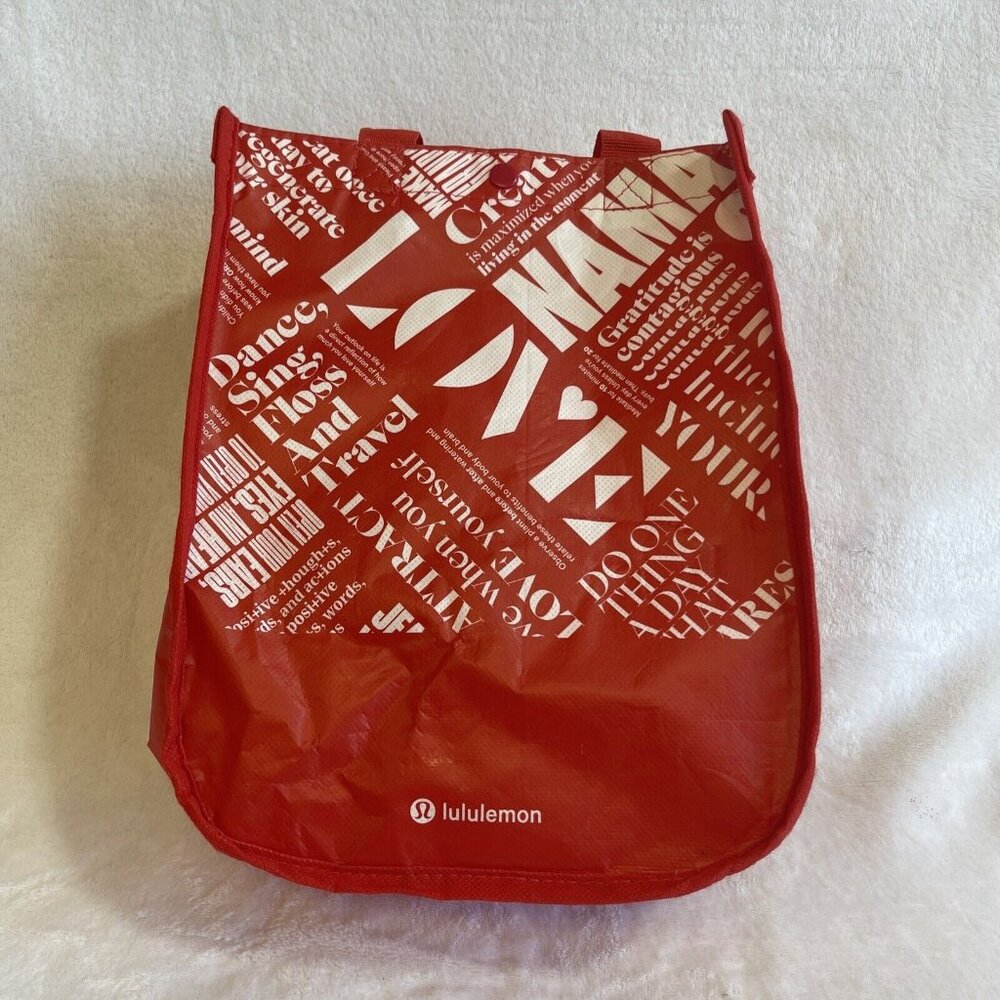 Lululemon‎ Reusable Red White Graphic Shopping Tote Bag